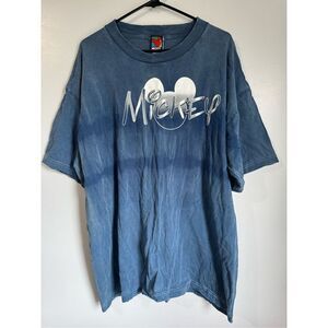90s Vintage Mickey Mouse Disney 100% Cotton Mens Blue Tye Dye TShirt sz XL 2000s